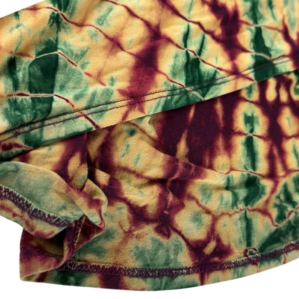 Womens Dress Size Large Summer Tie Dye Tank Long Cream Green Red Hippie Flowy - Picture 6 of 7